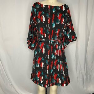 W118 kimono sleeve shift dress w/ tie belt